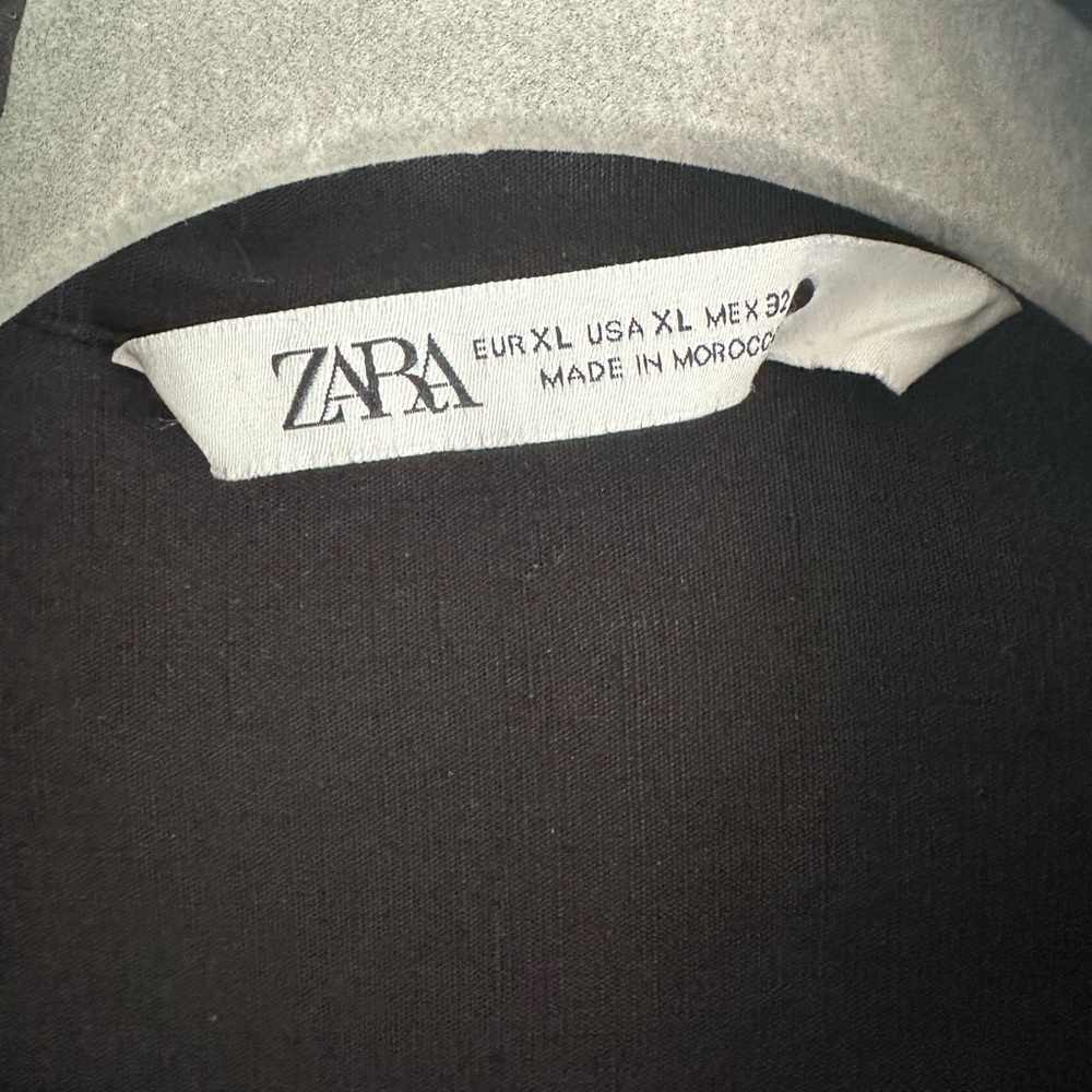 ZARA Women’s Black Button-Up Poets Shirt Jacket Sz XL - Picture 2 of 4